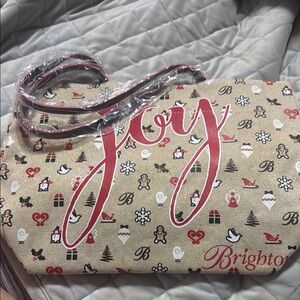 Brighton Red and Tan Tote Bag with Joyful Design